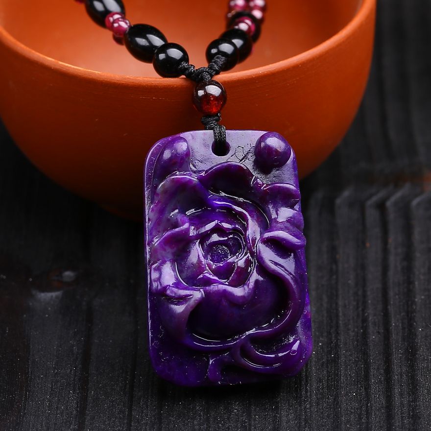 老坑油润 精美舒俱来皇家紫苏纪石吊坠 总重约14.69克