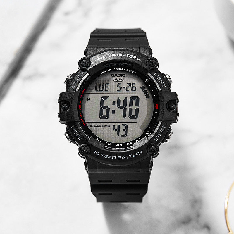 卡西欧手表男士运动电子10年电力儿童学生手表ae-1500wh 海外直邮