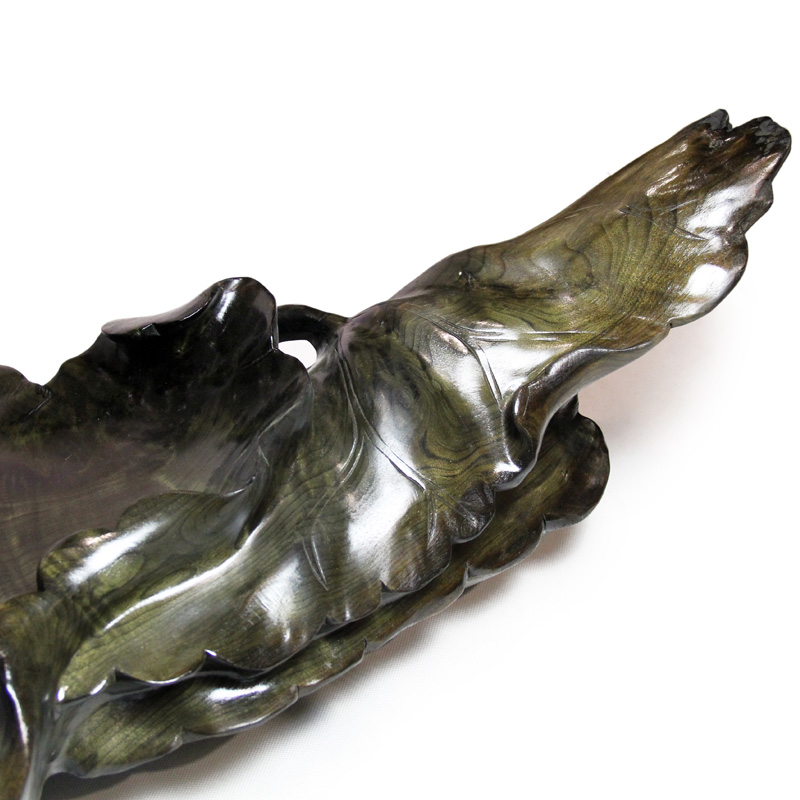 盘面精美水波纹 娴静低调 极品金丝楠乌木荷叶茶盘