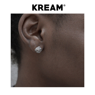 KREAM 原创 S925 纯银 玫瑰花耳钉男嘻哈女同款耳饰情侣