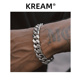 kream 立体钛钢银色古巴手链嘻哈男 欧美流行 古巴链 cuban link