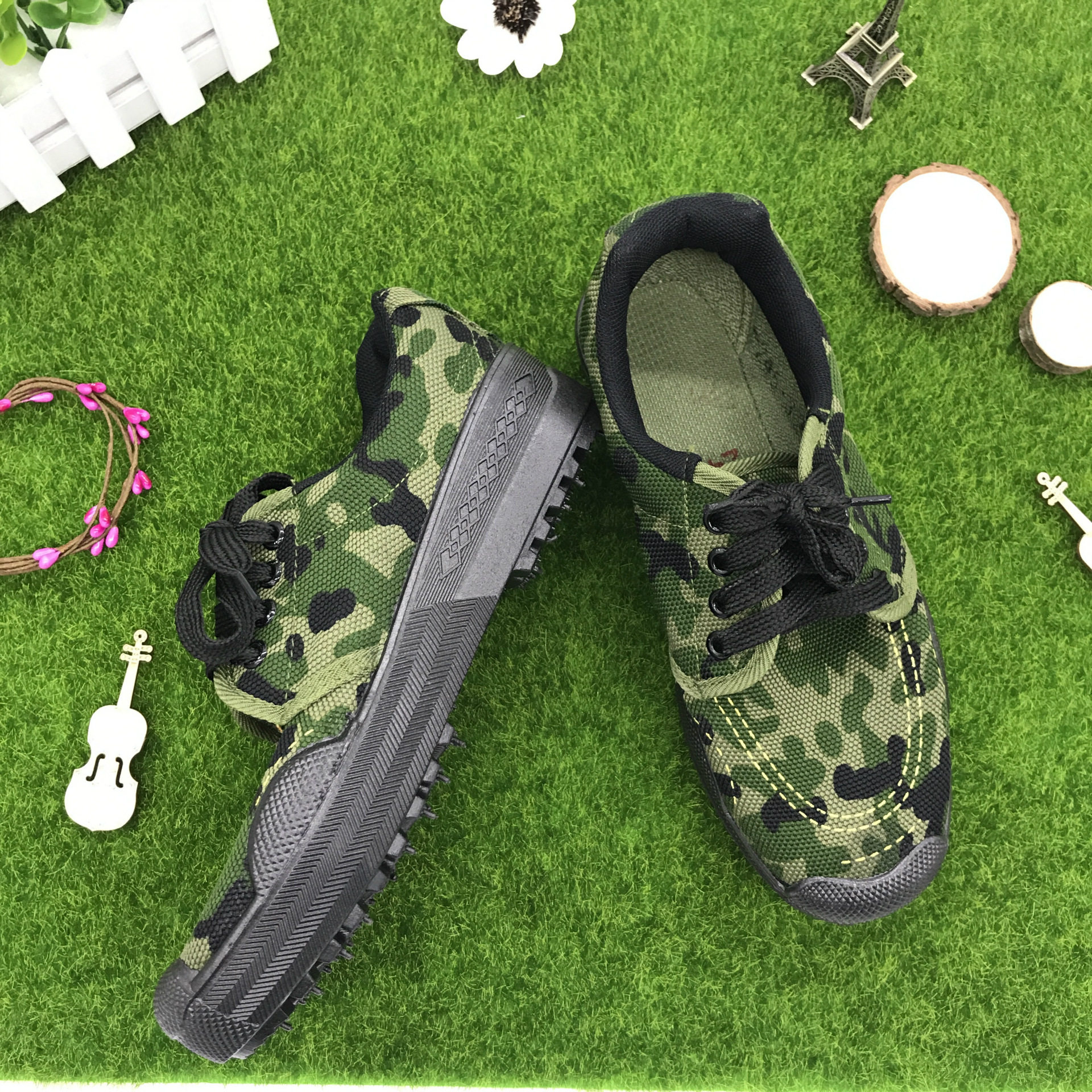 批发户外运动解放胶鞋男工地劳保干活帆布田径武术耐磨工作劳动鞋