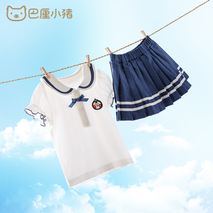 小女孩jk套装裙子女童学院风两件套夏季宝宝短袖白衬衫夏装水手服