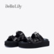 BellaLily2024夏季新款亮片厚底拖鞋女黑色沙滩一字拖外穿凉拖潮