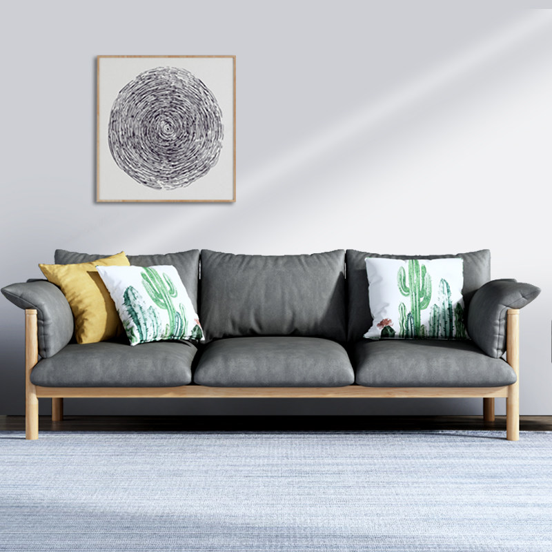 实木科技布沙发三人小户型客厅北欧简约现代沙发日式风格原木沙发