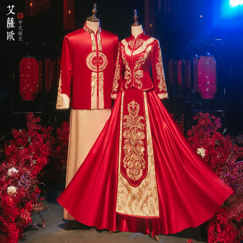秀禾服女新娘2021年新款结婚龙凤褂中式婚纱情侣嫁衣夏季秀禾薄款|ruв категории Женская одежда, Cвадебные платья, 秀禾服 - от Buy2taobao.com для оказания профессиональной услуги покупки агента Taobao