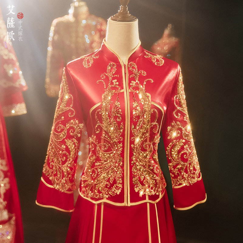 秀禾服新娘2021新款结婚礼服女中式婚礼龙凤褂嫁衣秀禾出阁服夏季