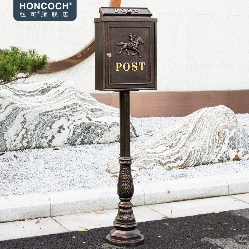 弘可欧式邮筒摆件大号复古立式信箱别墅室外落地防雨户外田园邮箱