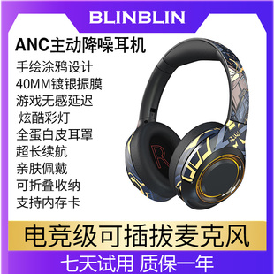 BLINBLIN主动降噪头戴式EL-A2无线蓝牙耳机包耳防噪隔音带麦克风