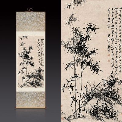 丝绸竹子国画卷轴挂画郑板桥字画书房茶楼装饰画国画