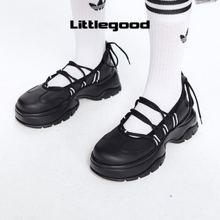 【新品】littlegood复古镂空凉鞋2024夏季新款厚底绑带百搭单鞋