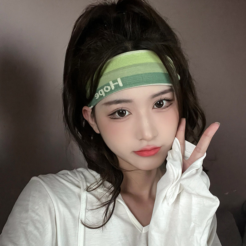 字母运动发带女夏吸汗跑步头带止汗带针织短发洗脸束发带头箍秋冬