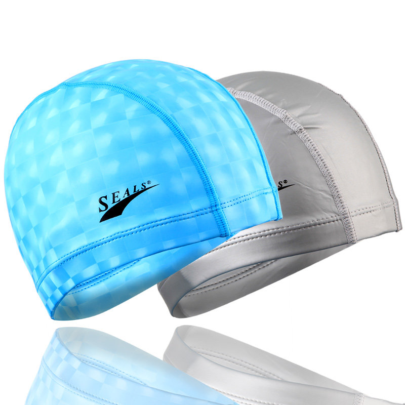 seals泳帽男幻彩pu涂层防水弹性强不勒头柔软舒适女长发游泳帽