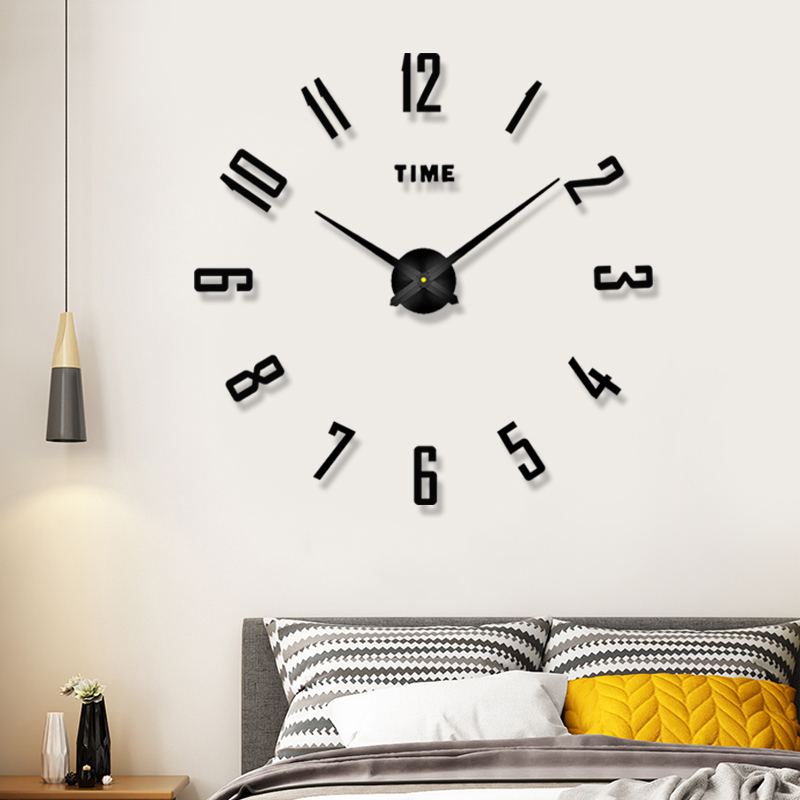免打孔现代简约创意挂钟3D立体居家客厅装饰艺术数字墙贴钟表时钟