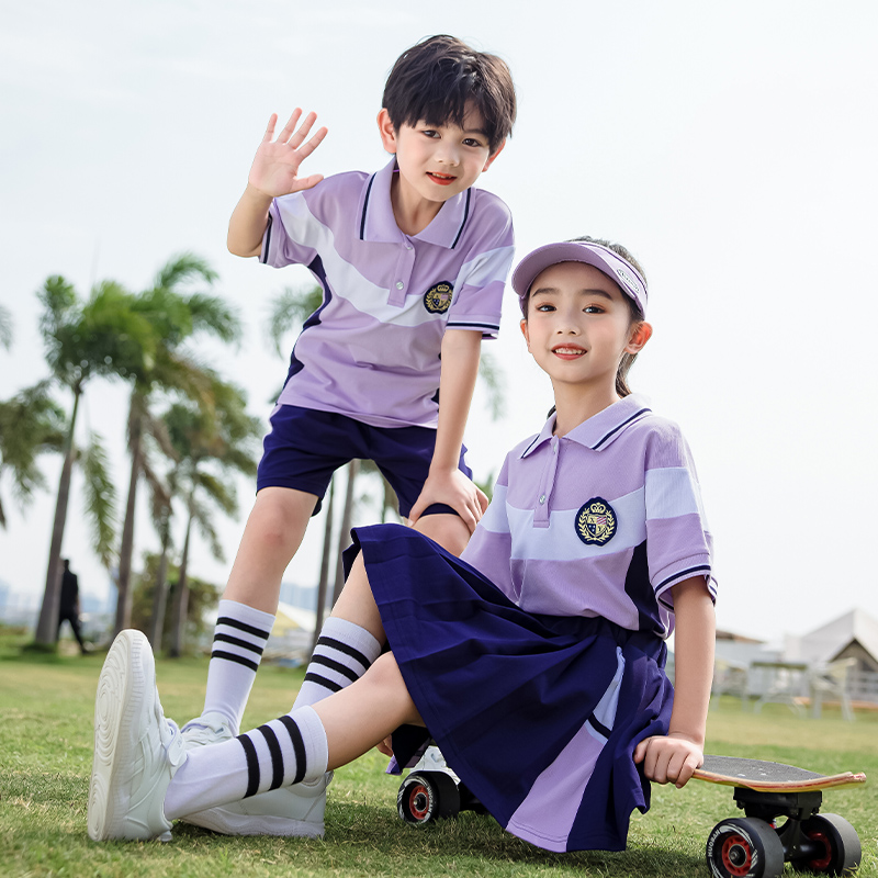 新款中小学生校服春夏季套装儿童班服运动会幼儿园园服短袖T恤夏