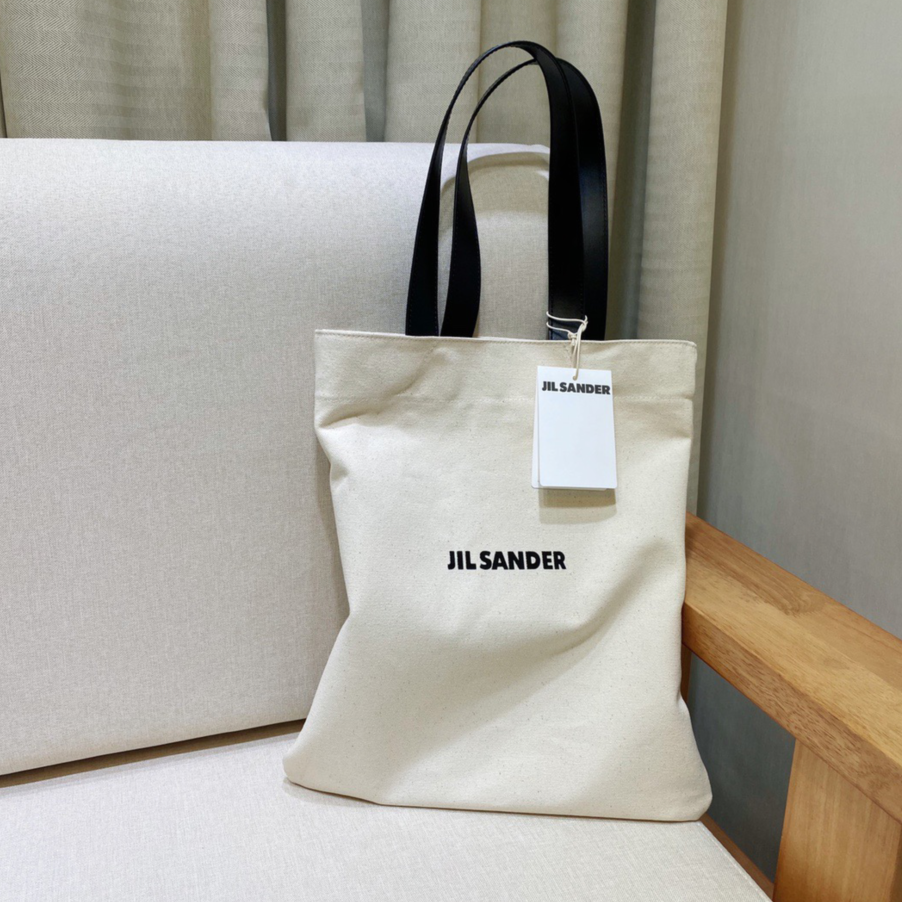 jil现货sander小众方形帆布大容量竖款单肩托特包青年休闲手提