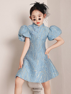 女童中国风生日中式礼服儿童复古旗袍连衣裙主持人钢琴演出服夏季