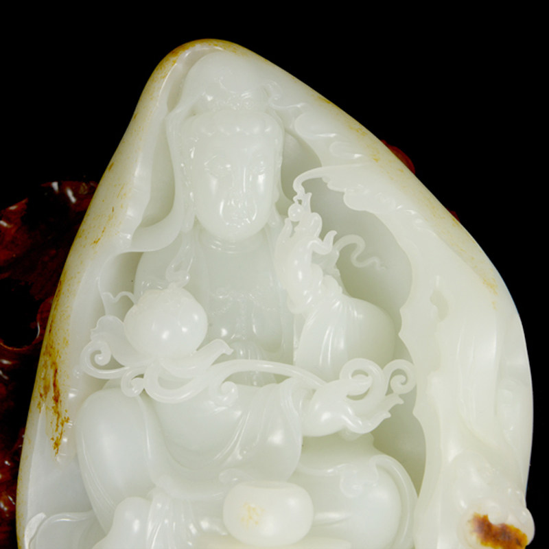 省级玉雕大师李先锋作品 和田玉籽料 观音摆件 2050g