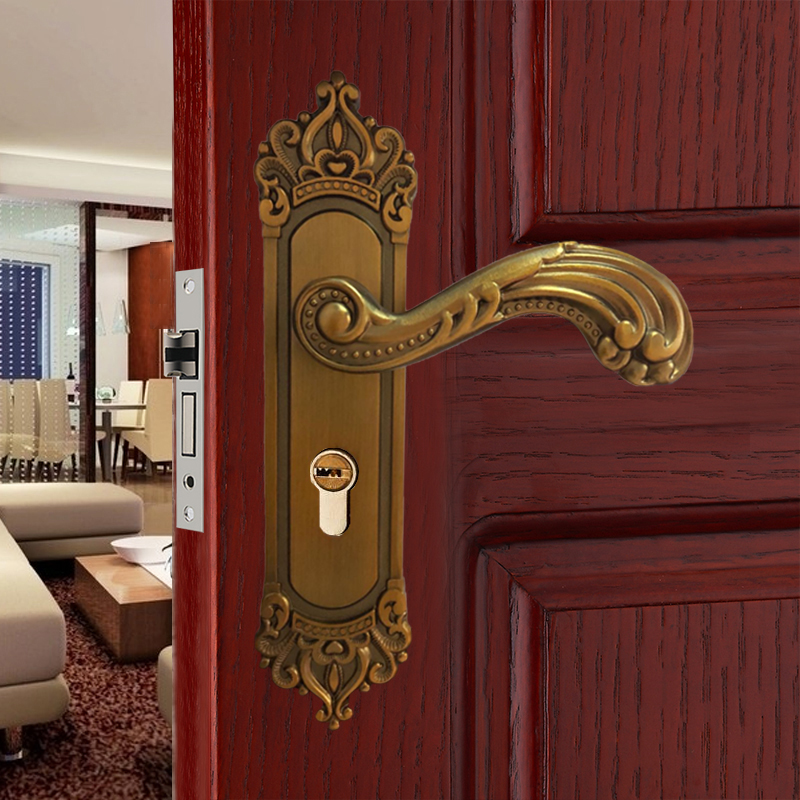 永佳福黄古铜静音门锁欧式室内房间门锁具家用实木门把手通用型