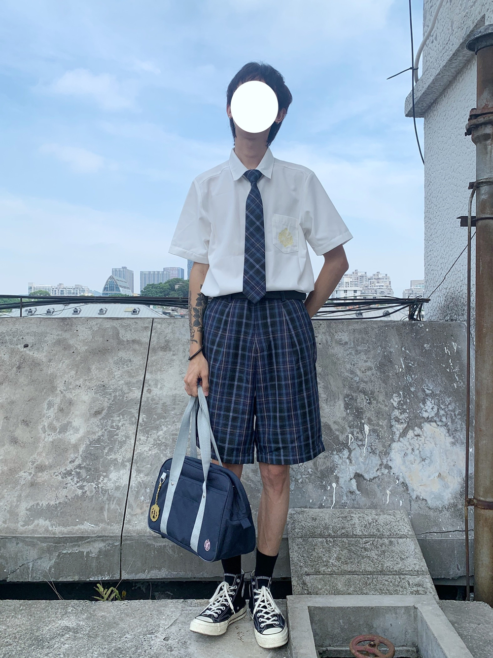 喵丸*原创极光正版JK/DK制服男西裤日式五分短裤中裤学生校服格裤