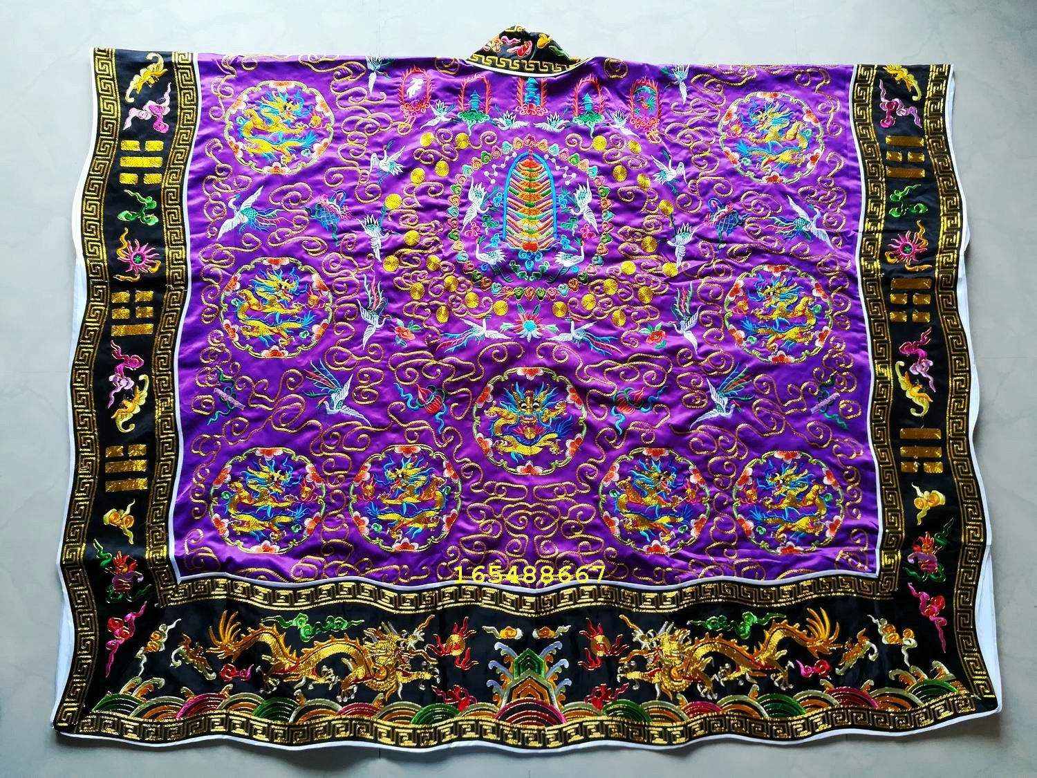 台湾全金丝九龙法衣道袍九龙法衣道士服装高功衣道士法衣紫色降衣