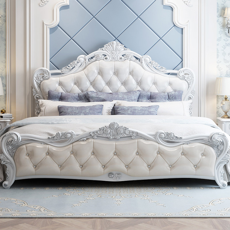 双人床婚床 公主_欧式床主卧床现代简约1.8米双人床实木床婚床1.