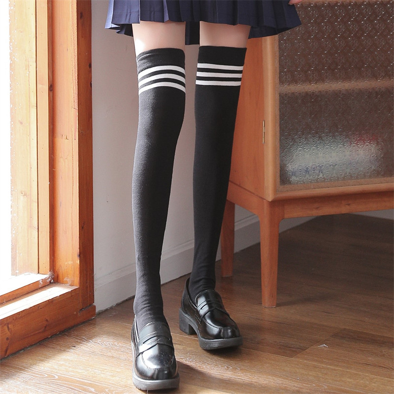 大童长筒袜纯棉儿童高筒袜秋冬季学生及膝小腿袜女童过膝盖长腿袜