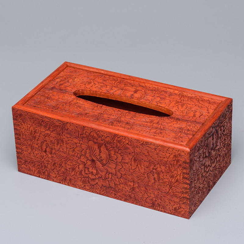 全独板榫卯大叶红花梨抽纸盒实木质纸巾盒红木茶几餐巾盒收纳盒