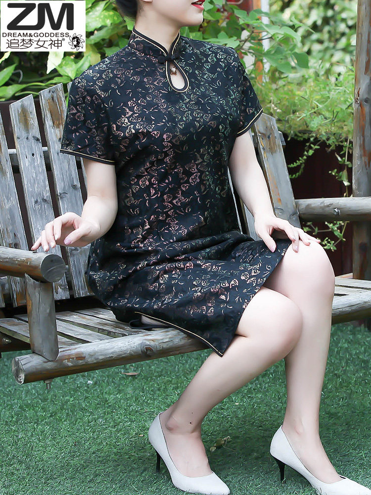 胖太太200斤加肥加大码妈妈新式旗袍改良版连衣裙优雅民国女显瘦