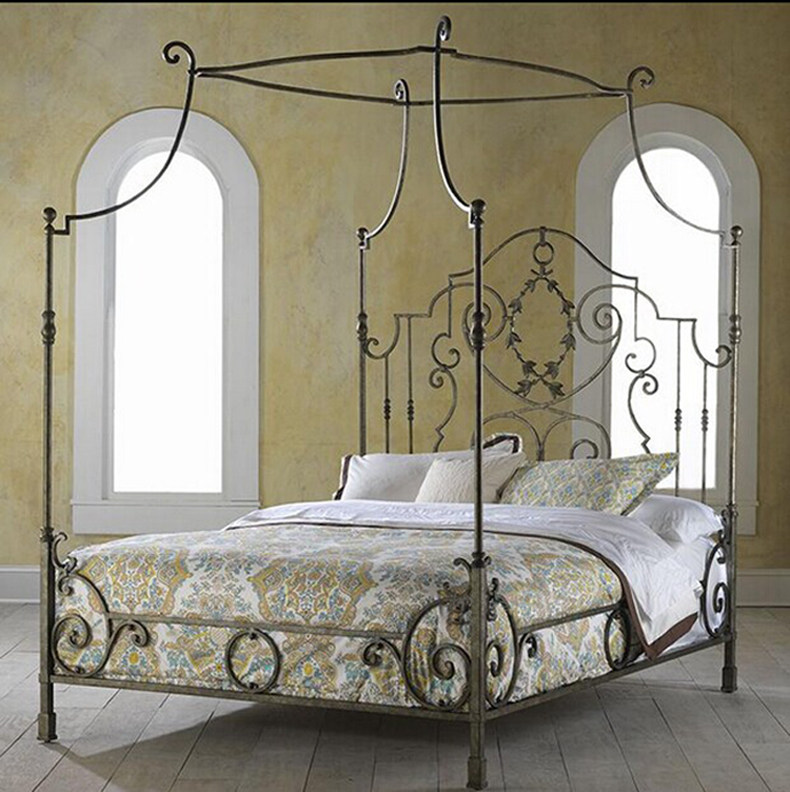 5米1.8米复古高档铁架床田园床幔架床幔帐床优惠券