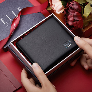 淘宝法国elle正品男士钱包男真皮 2021新款 短款钱夹潮牌奢侈品牌皮夹