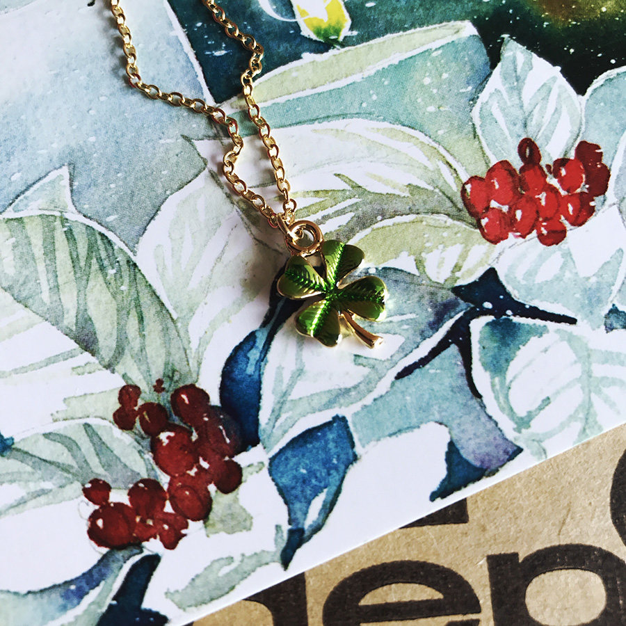 lucky charm|嫩绿色の小幸运 手工定制四叶草珐琅彩釉锁骨项链