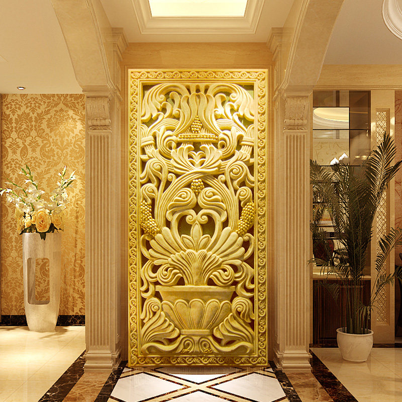 砂岩浮雕壁画镂空玄关背景墙室内外装饰形象墙欧式屏风聚宝盆