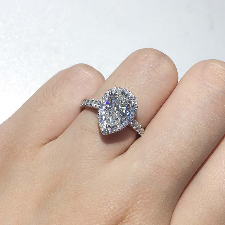 gia天然钻石1.00克拉 f色 si2净度 ex gd水滴形钻戒