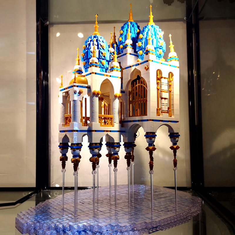 灯光版水晶宫街景模型乐高积木天空之城成人高难度大童拼装玩具15