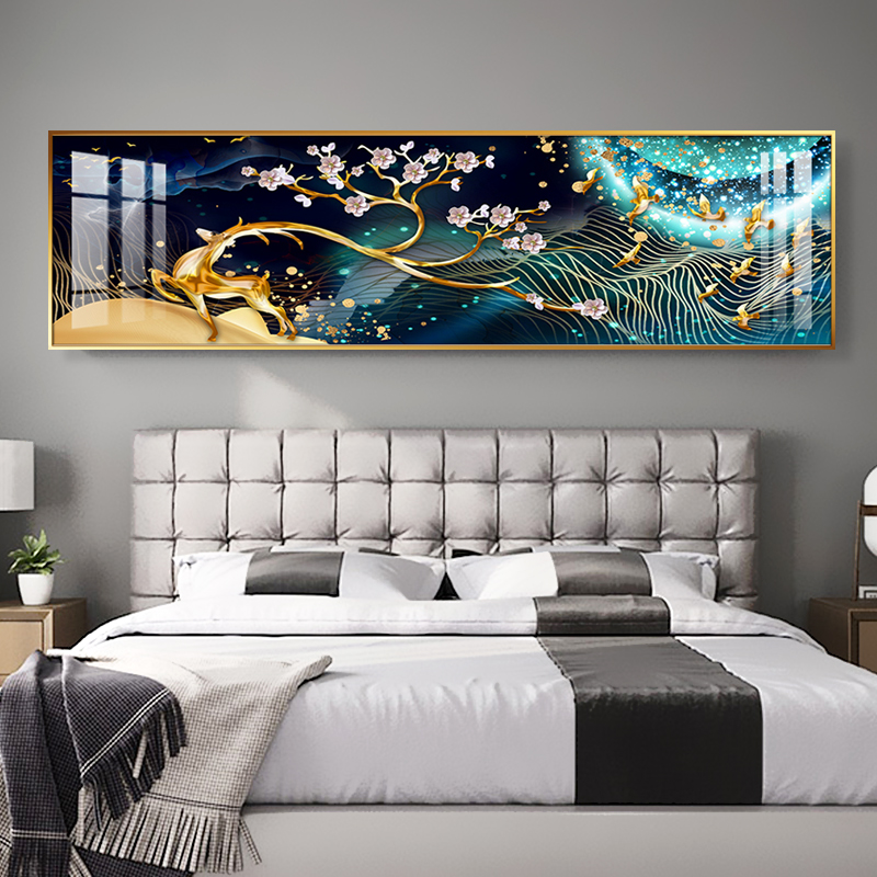 钻石画 卧室床头_钻石画卧室挂画床头新款发财鹿十字绣钻石绣客厅餐厅