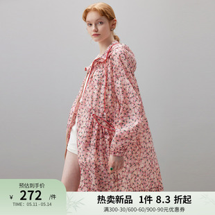 dfvc中长款轻薄透气防晒衣女2024新款夏季户外运动连帽防晒服外套