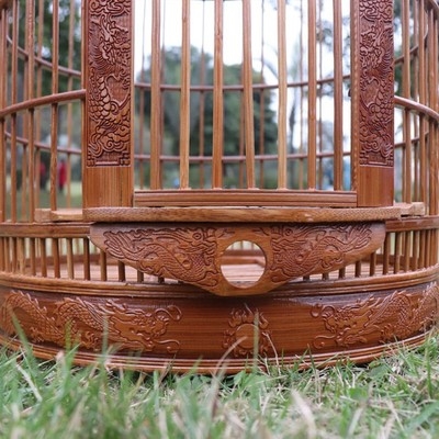 高端鹦鹉笼刻鹩i高档手工竹笼哥鸟雕笼子川竹制精品鸟笼大号画奢