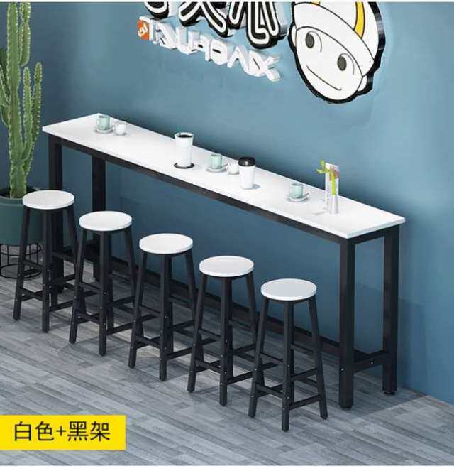 奢华店家b用靠墙窄桌子高脚奶茶店吧台桌长桌子桌椅组合餐饮店高