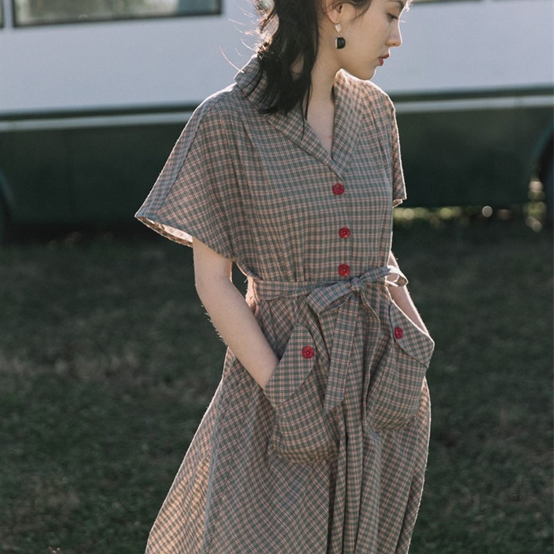 布拉吉连衣裙子夏季复古中年妈妈气质80年代港风女装古着vxintage