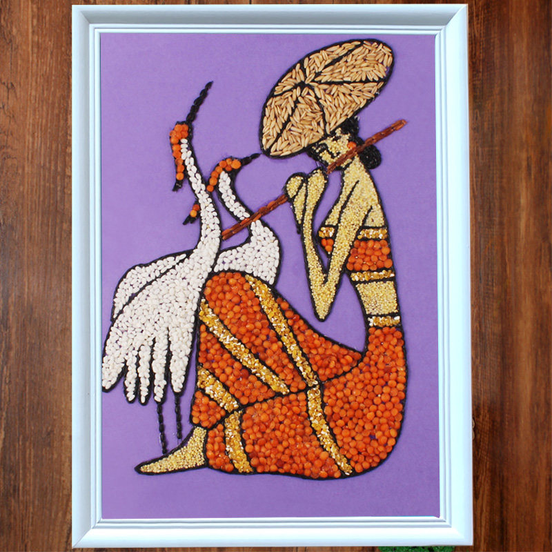 种子贴画儿童幼儿园手工diy制作材料豆豆画豆子画五谷粮食粘贴画