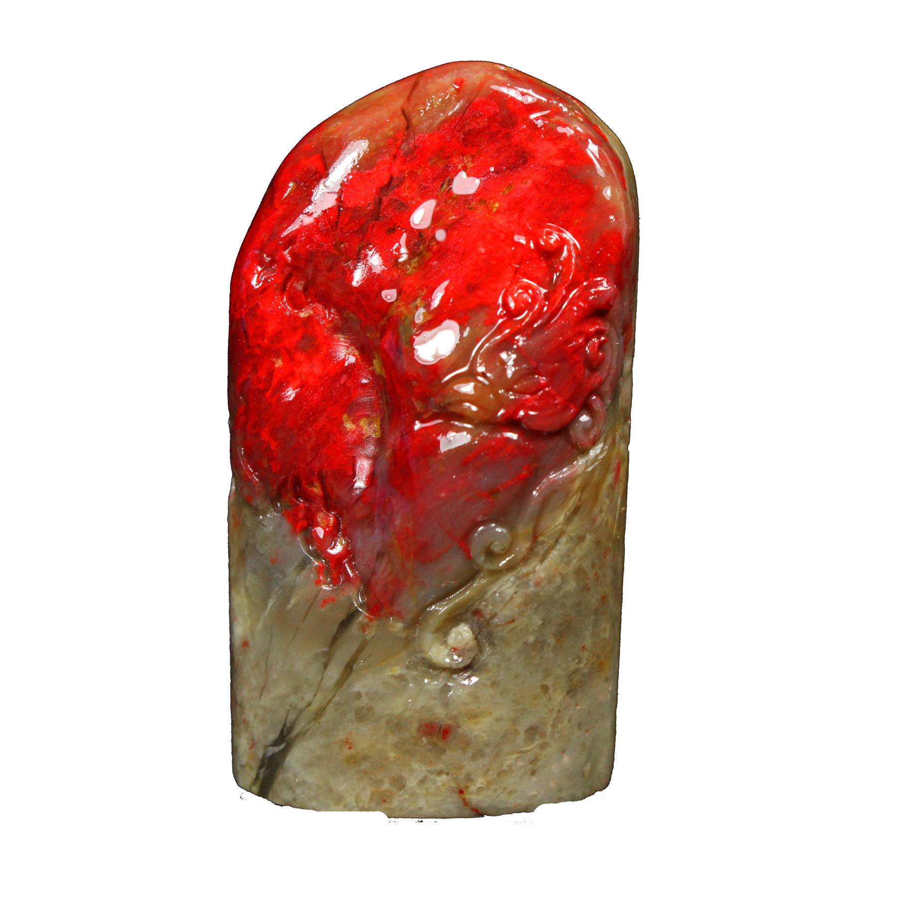 精品昌化鸡血石随形印章《喜浴火凤凰》血色艳丽厚实