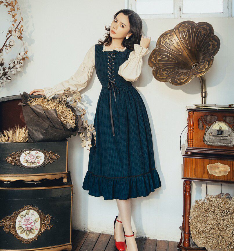 法式复古连衣裙