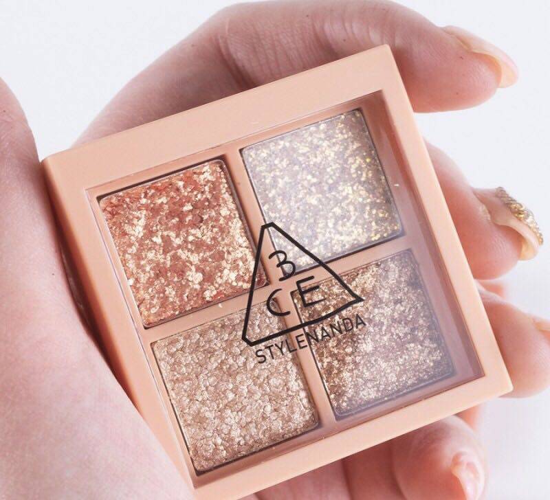 韩国3ce 4色四色眼影盘哑光珠光亮片粉钻盘金钻盘大地南瓜杏仁盘