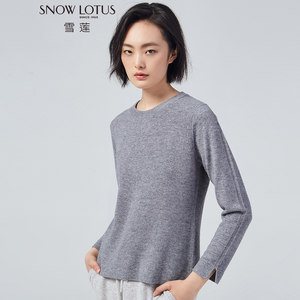 snow lotus since 1965/雪莲羊绒羊毛衫圆领套头纯色针织毛衣女冬
