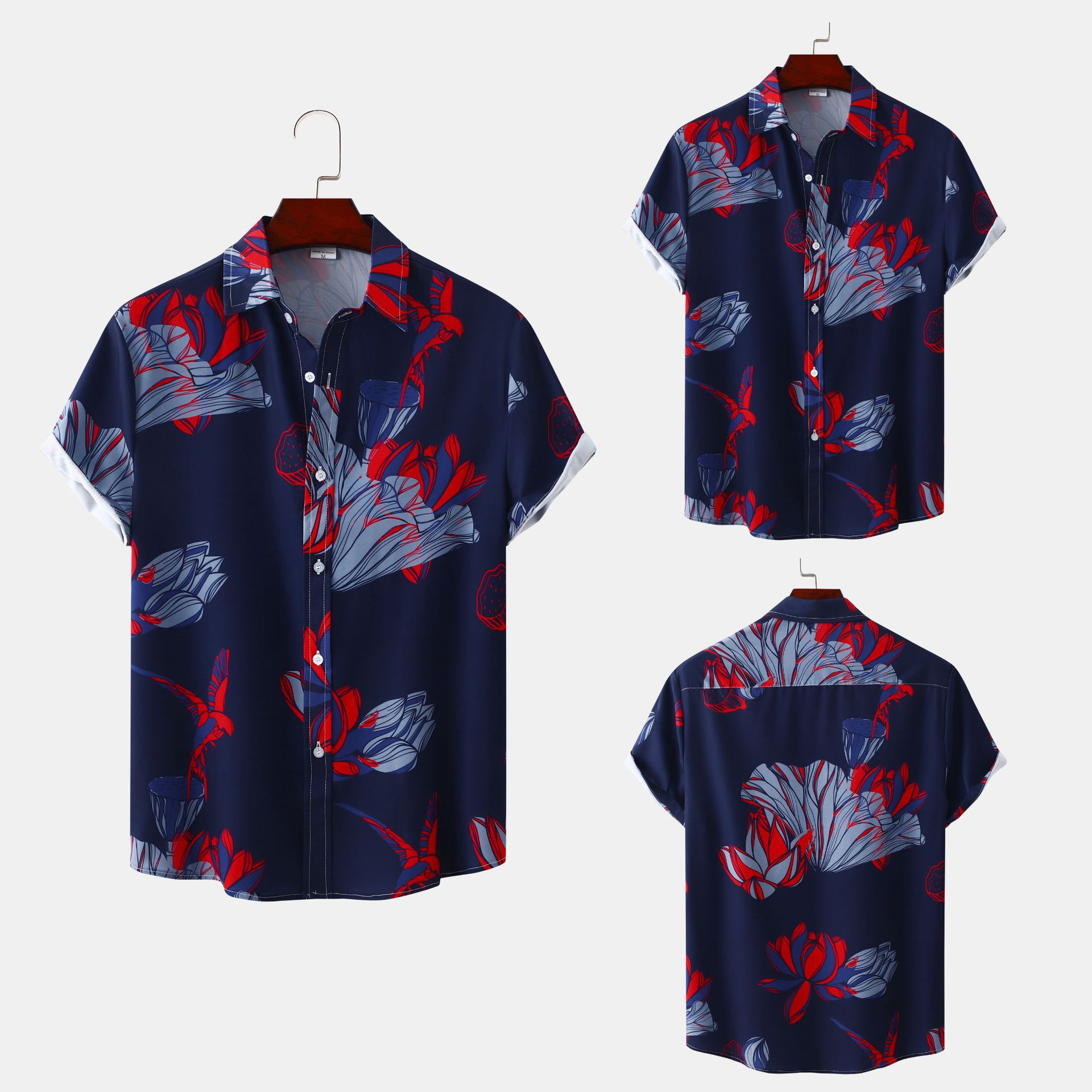 2024European/American floral short sleeved shirt碎花短袖衬衣