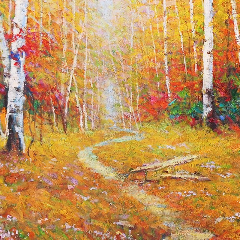 朝鲜名家石正油画作品《柏树林》