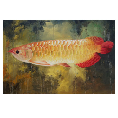 丁立明《金龙鱼》90*60cm 布面油画 职业书画家