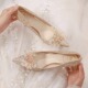 水晶婚鞋女秀禾婚纱两穿高级感水钻法式香槟色新娘高跟鞋2024新款
