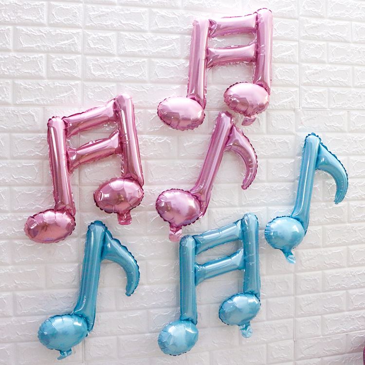 商场活动宝宝生日派对背景装饰气球粉色黑音符气球婚庆布置用品